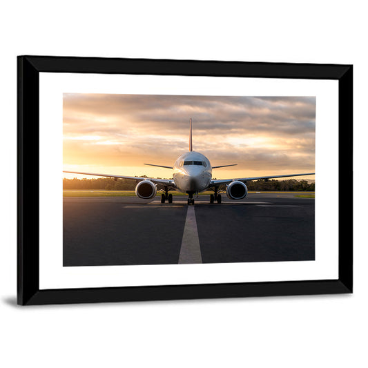 Airplane On Airport Runway Wall Art