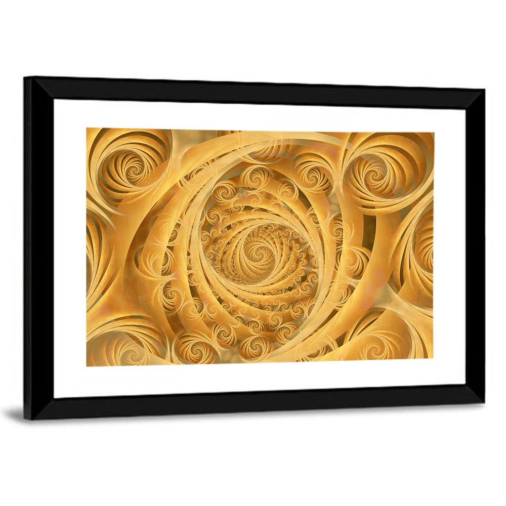 Wispy Gold Spirals Pattern Wall Art