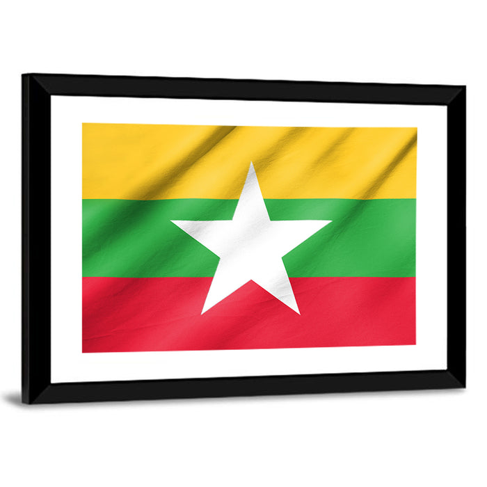 Flag of Myanmar Wall Art as a framed print