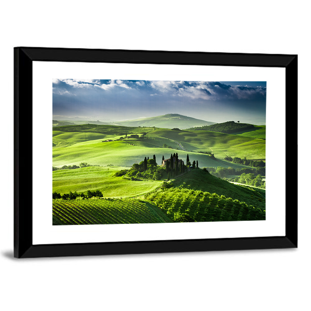 Sunrise Over San Quirico D Orcia Valley Wall Art