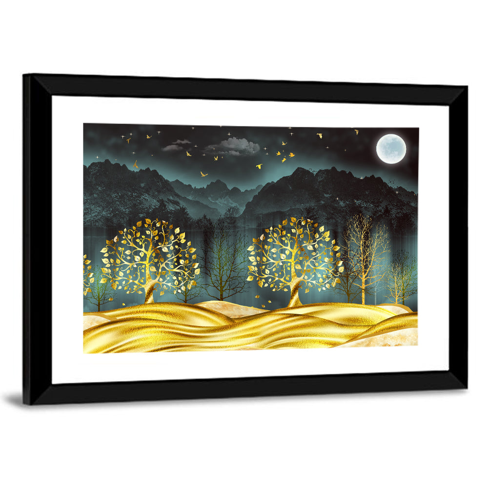 Golden Moon Jungle Landscape Wall Art