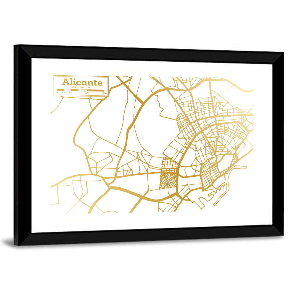 Alicante City Map Wall Art