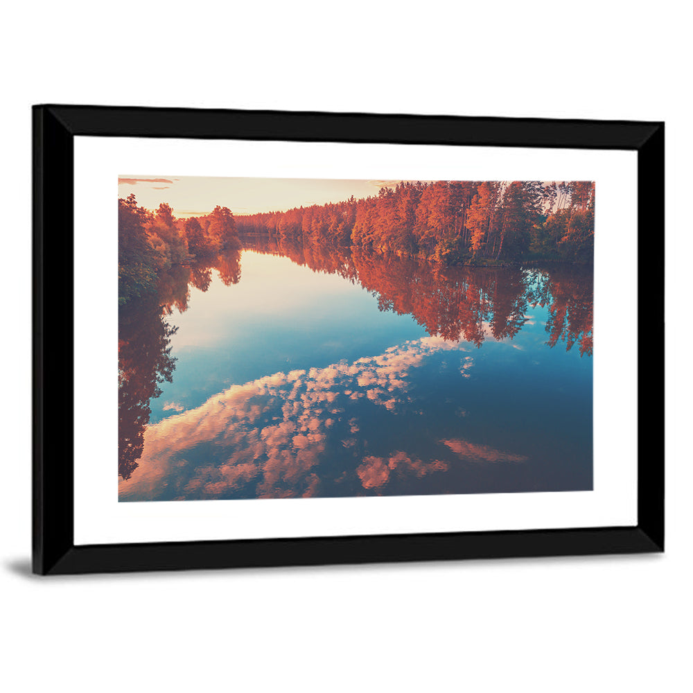 Golden Sunrise Over Reflective Lake Wall Art