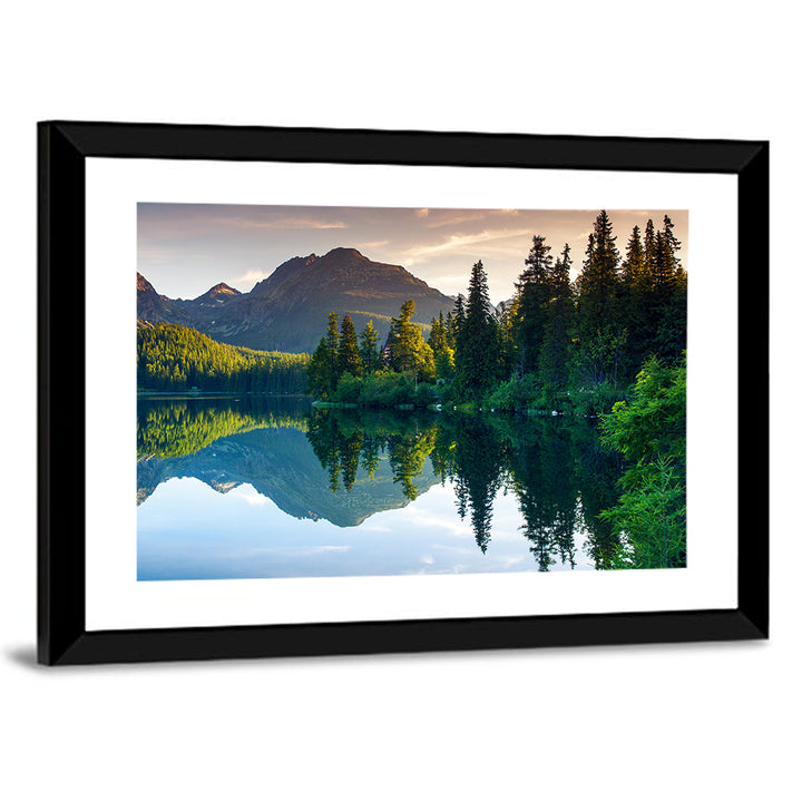 Strbske Pleso Lake at Golden Hour Wall Art