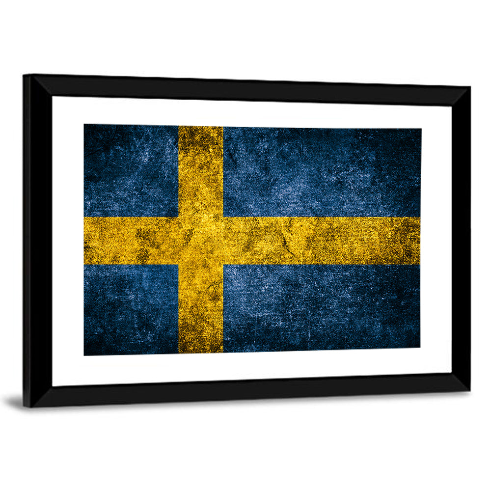 Distressed Sweden Flag Wall Art