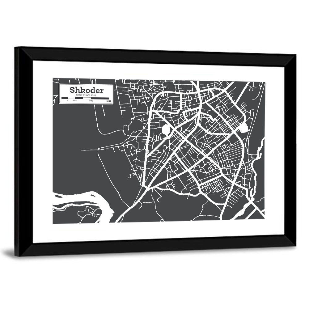 Shkoder City Map Albania Wall Art