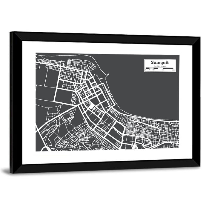 Sumgait City Map Wall Art as a framed print