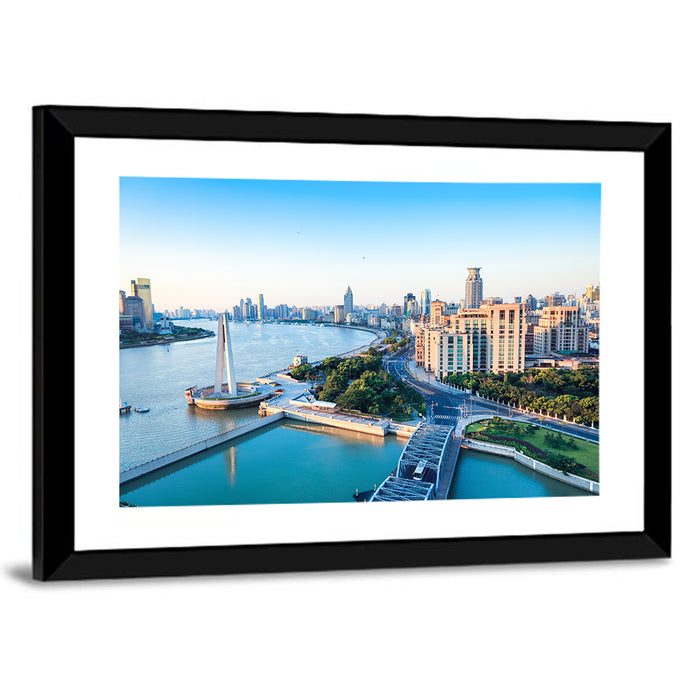 Huangpu River Shanghai Skyline Wall Art as a framed print
