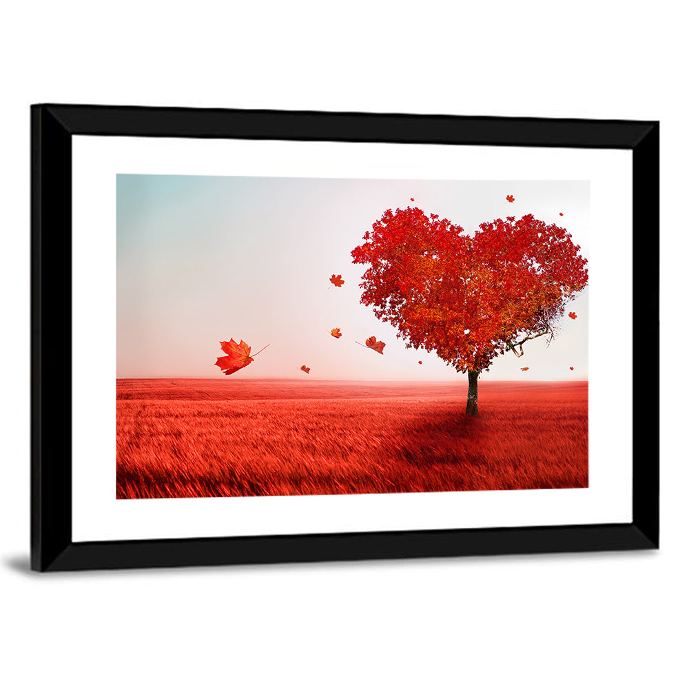 Heart-shaped Tree in Red Field Wall Art
