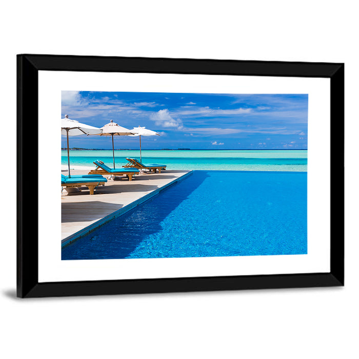 Tropical Infinity Pool Wall Art as a framed print