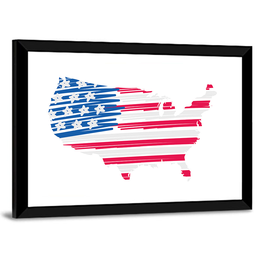 United States Flag Map Wall Art