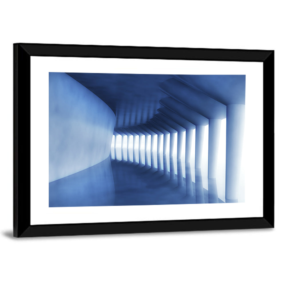 Curved Blue Corridor Wall Art