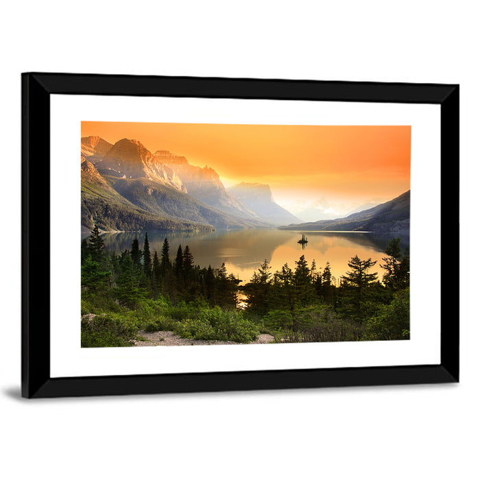 Saint Mary Lake, Wild Goose Island Wall Art as a framed print