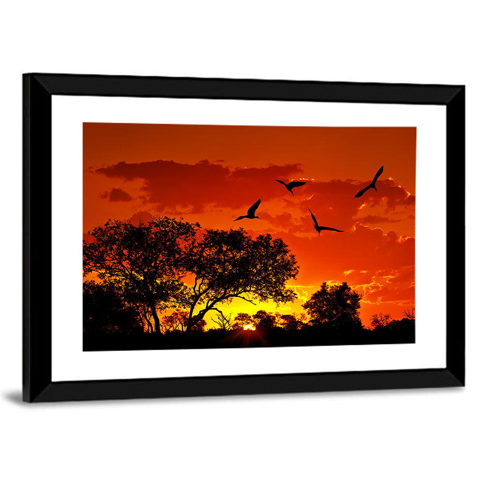 African Sunset Silhouette Wall Art