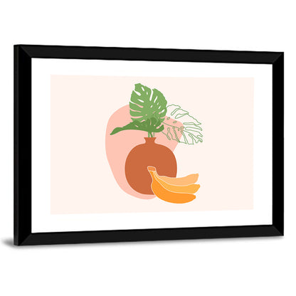 Monstera and Bananas Still Life Wall Art