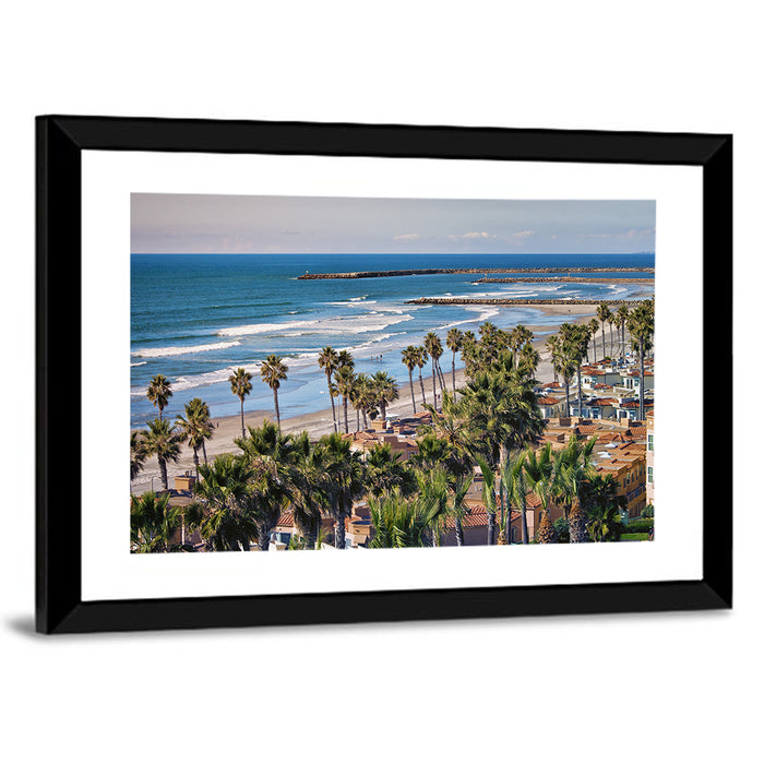Oceanside Shoreline California Wall Art as a framed print