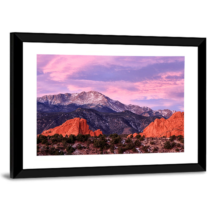 Pikes Peak at Purple Dusk Wall Art as a framed print