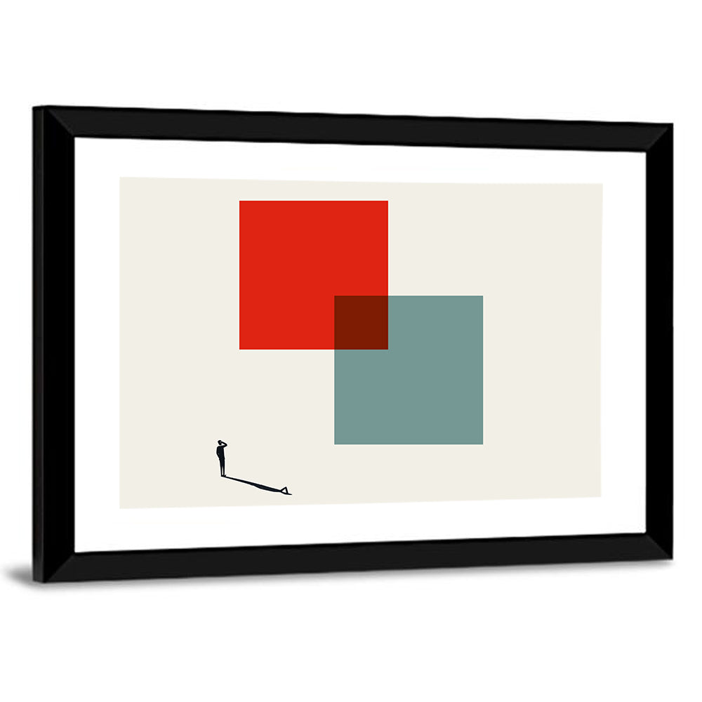 Silhouette with Overlapping Squares Wall Art