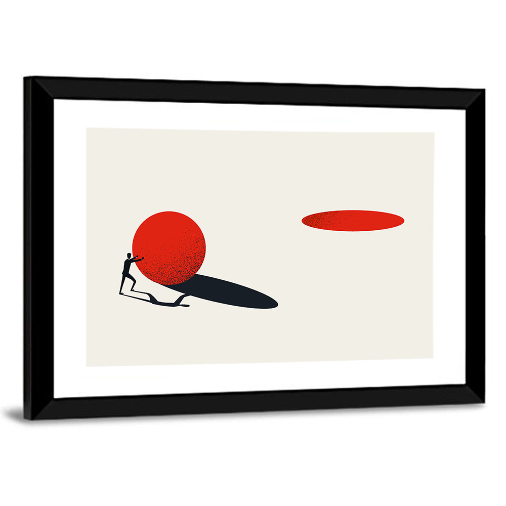 Man Pushing Sphere Wall Art