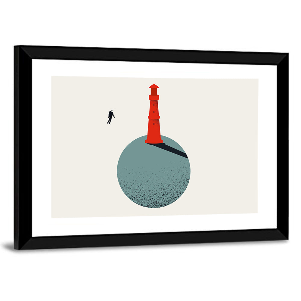 Red Lighthouse on Planet Wall Art