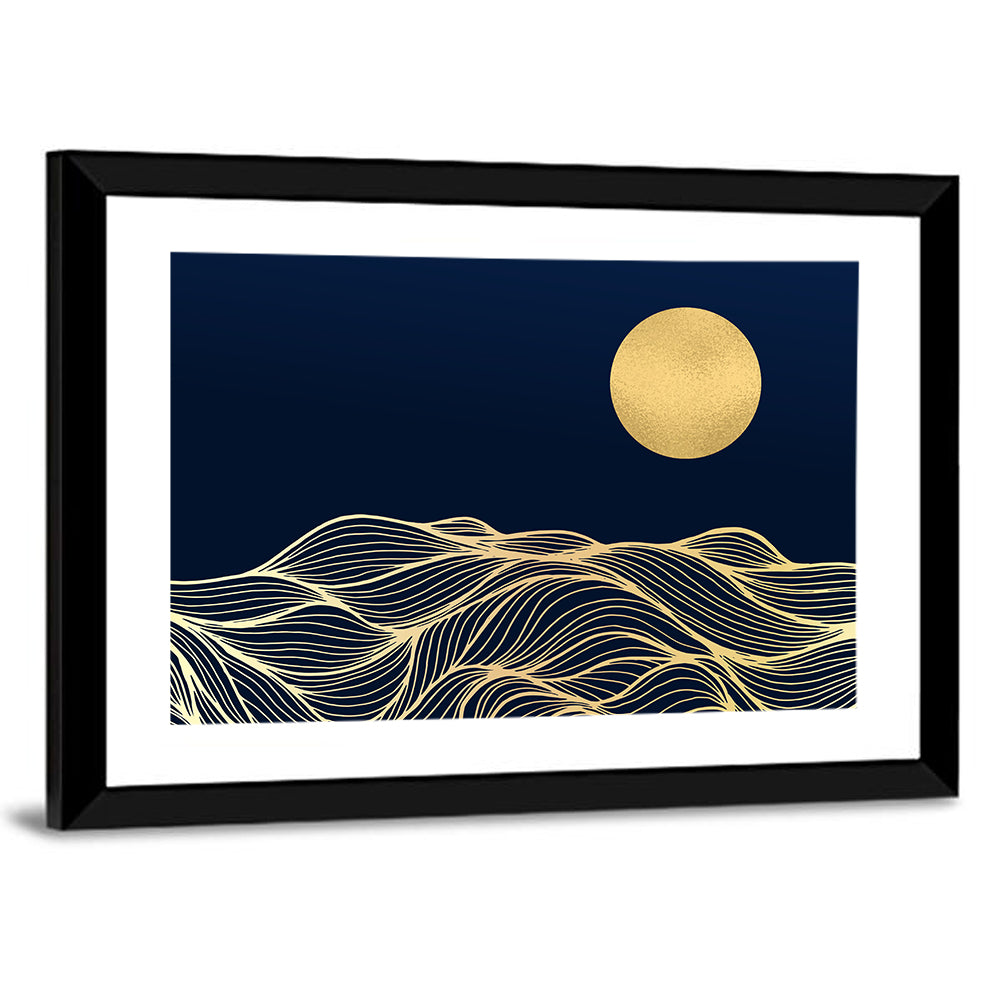 Gold Moon Minimal Seascape Wall Art