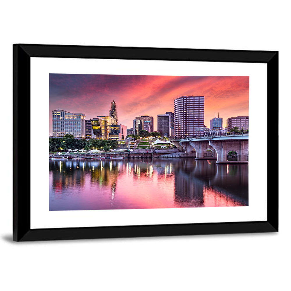 Hartford Skyline at Sunset Wall Art