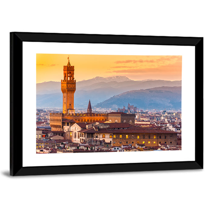 Palazzo Vecchio at Dusk Wall Art as a framed print