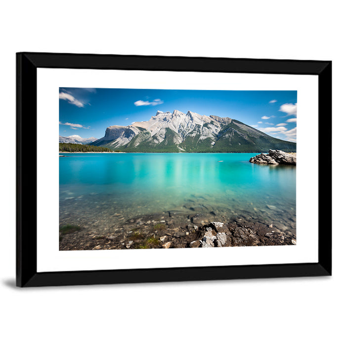 Lake Minnewanka View of Mount Inglismaldie Wall Art as a framed print