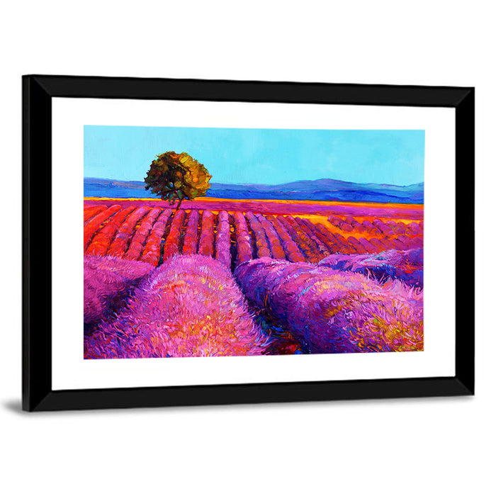 Impressionist Lavender Field Wall Art as a framed print