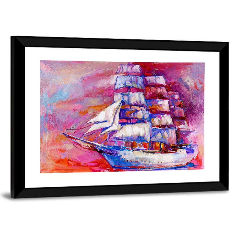 Colorful Tall Ship at Sea Wall Art