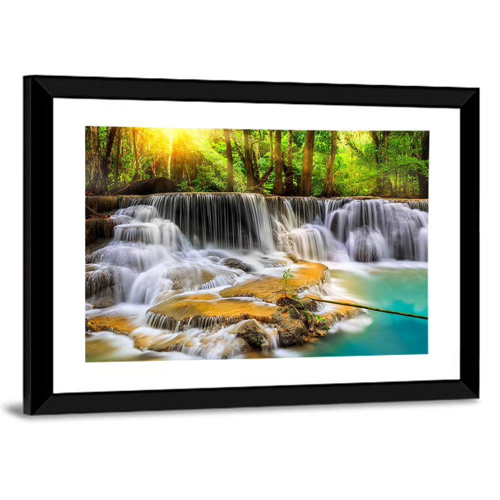 Sunlit Erawan Waterfall, Kanchanaburi Wall Art