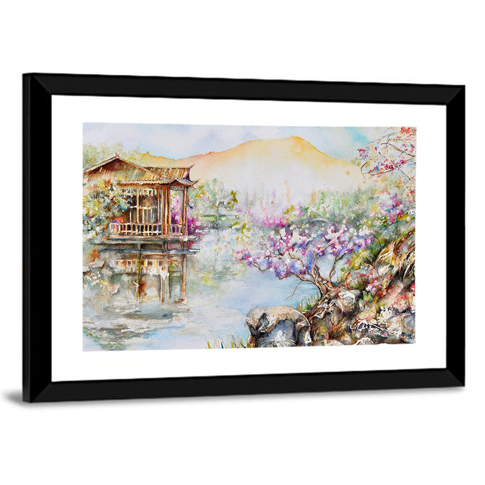 West Lake China Landscape Wall Art as a framed print