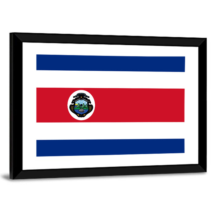Costa Rica Flag with Coat of Arms Wall Art as a framed print