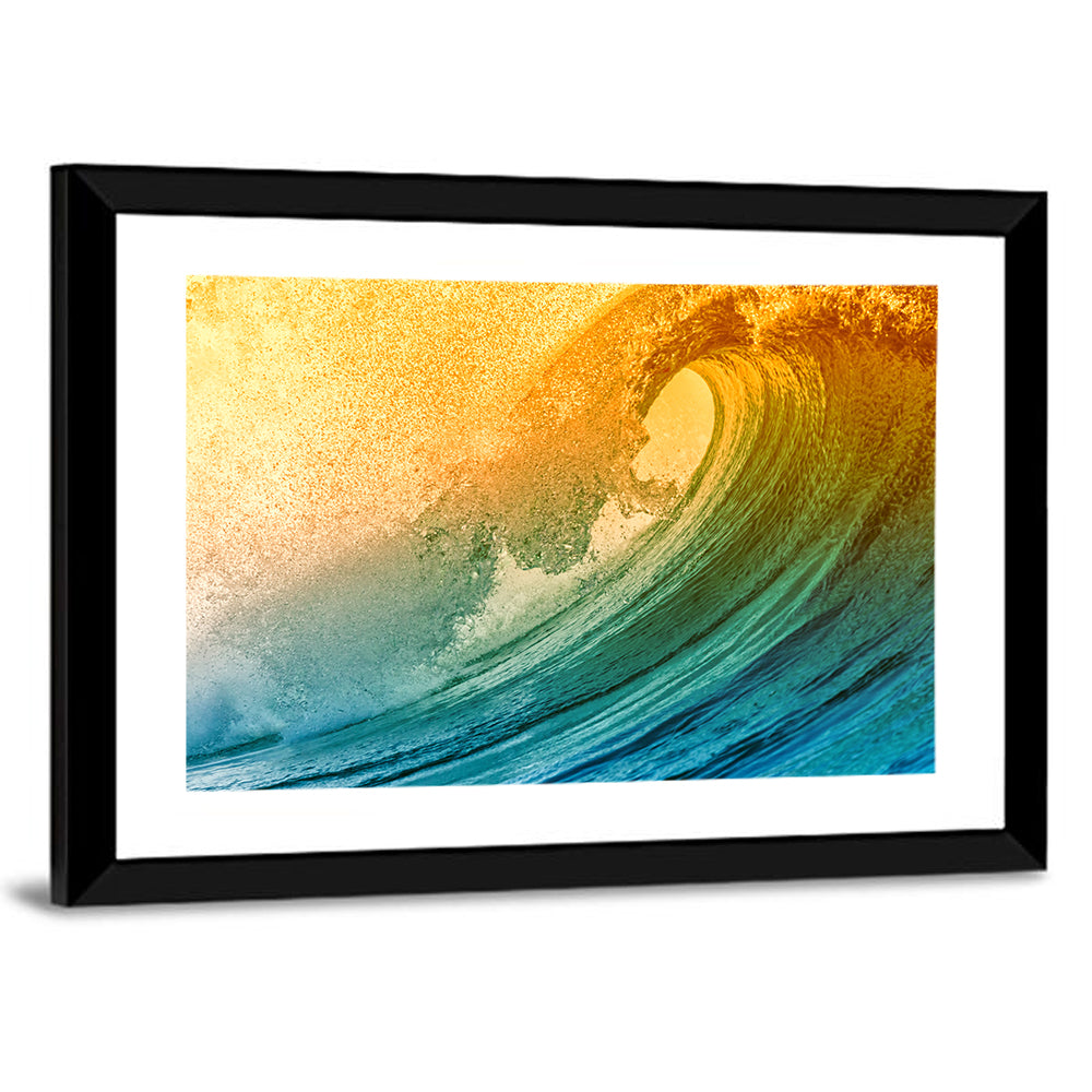 Barrel Wave at Sunset Wall Art