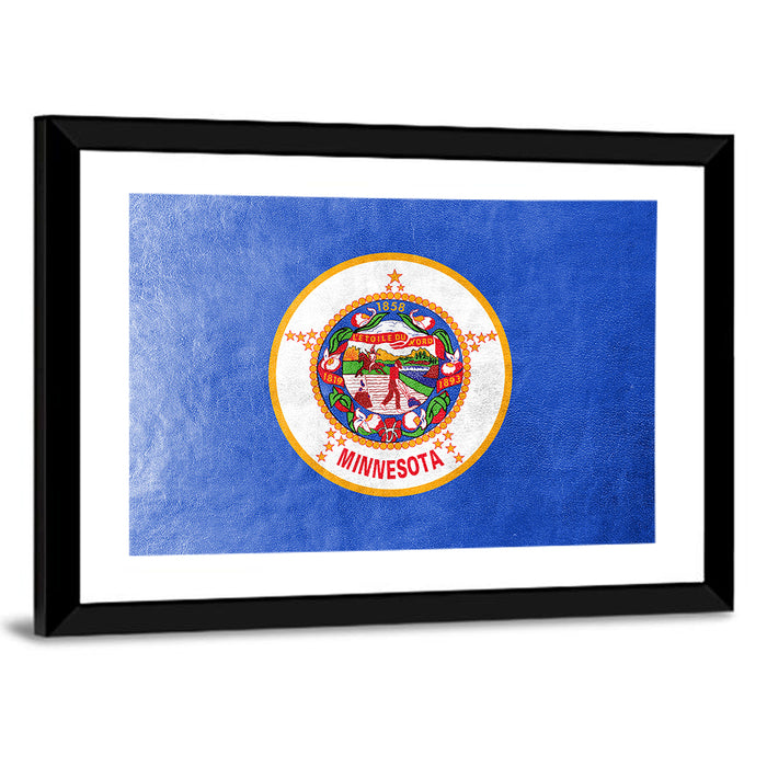 Minnesota State Flag with Seal Wall Art as a framed print