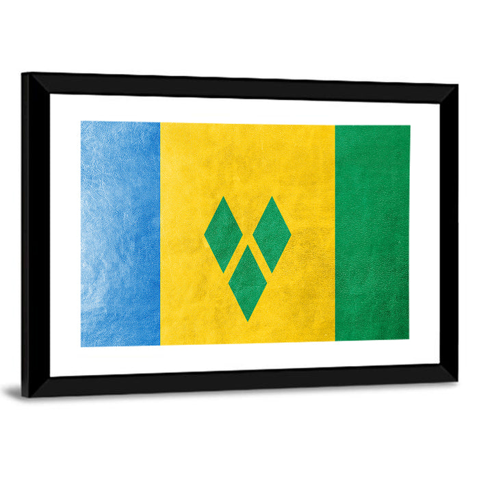 Saint Vincent and the Grenadines National Flag Wall Art as a framed print