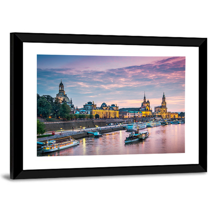 Dresden Elbe at Twilight Wall Art as a framed print