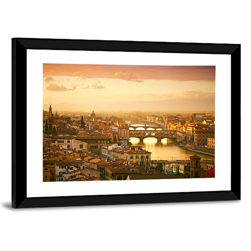 Bridge Ponte Vecchio Sunset Wall Art