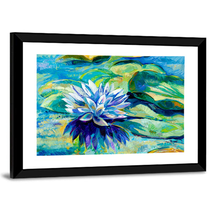 Impressionist Water Lily Study Wall Art as a framed print