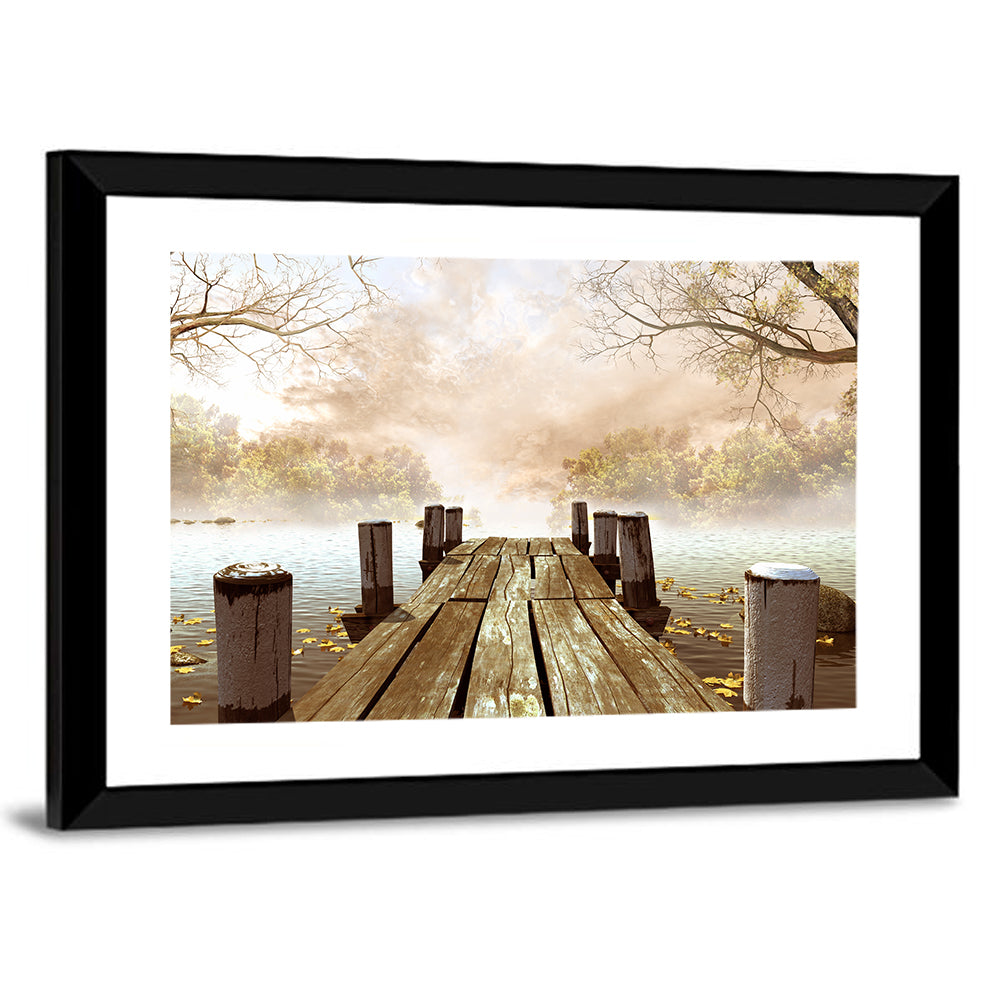 Foggy Lake Dock Wall Art