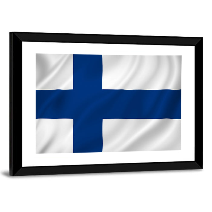 Finnish Flag with Rippling Texture Wall Art as a framed print