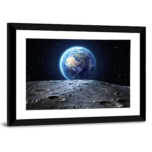 Blue Earth From Moon Wall Art