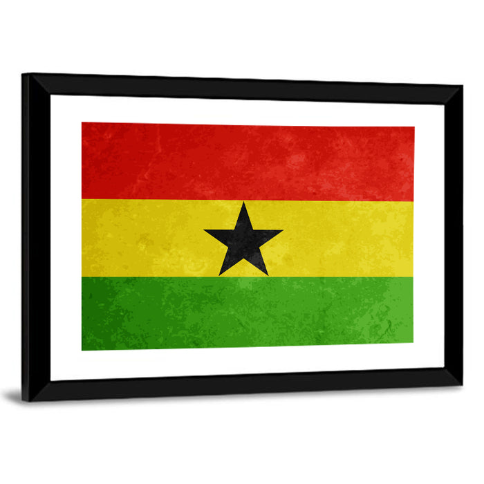 Ghana Flag with Centered Black Star Wall Art as a framed print