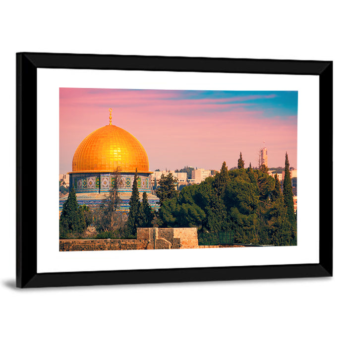 Dome of the Rock at Golden Hour Wall Art as a framed print