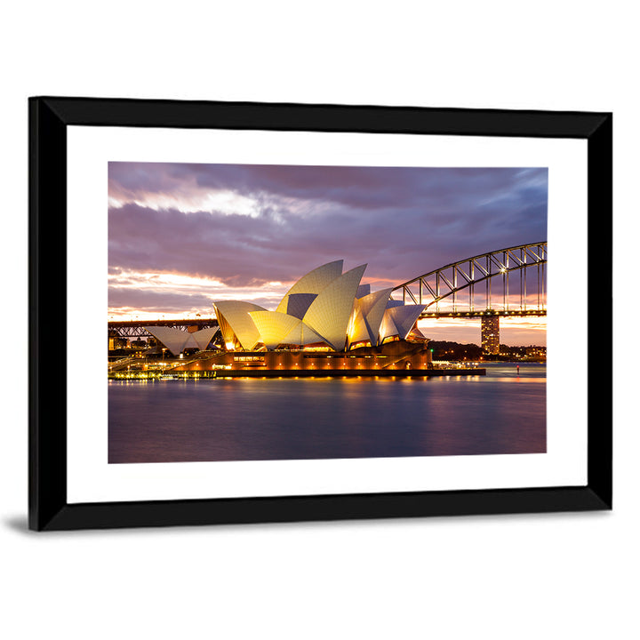 Sydney Opera House at Dusk with Harbour Bridge Wall Art