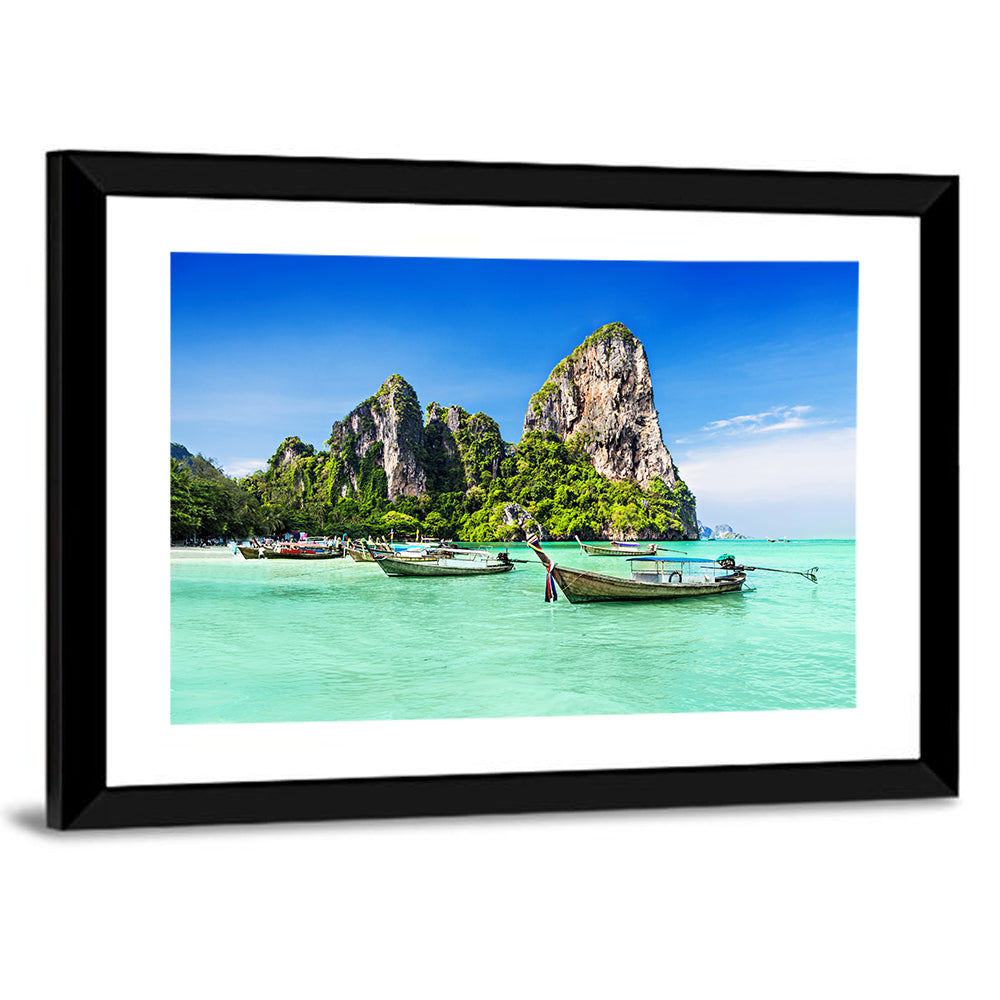 Railay Beach Long-tail Boats Wall Art