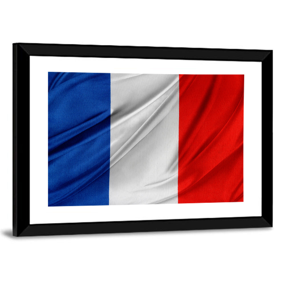 French Flag Tricolor with Folded Texture Wall Art