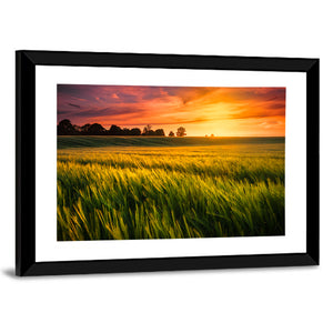 Sunset Over a Wheat Field Wall Art