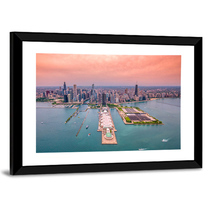 Chicago Navy Pier Skyline Wall Art as a framed print