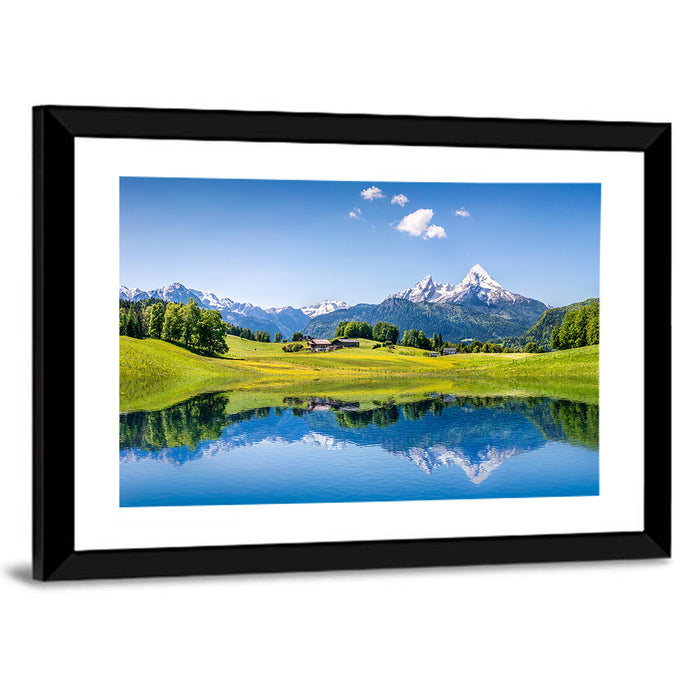 Watzmann Reflection at Ramsau Wall Art as a framed print